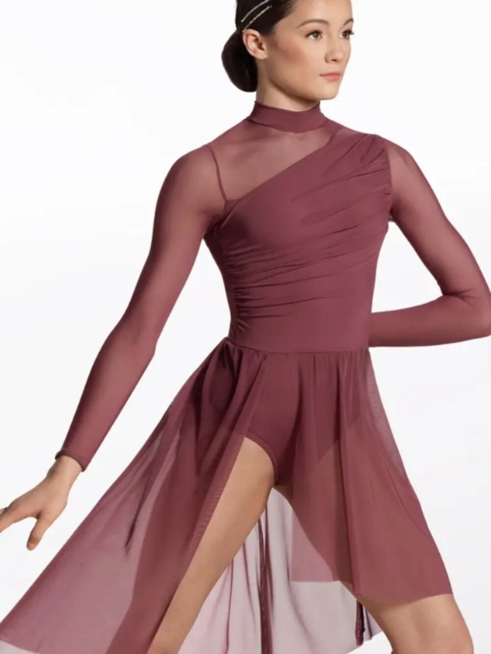 Weissman “Bruises” Rust Long Sleeve Draped Lyrical Dance Costume - Picture 5 of 6